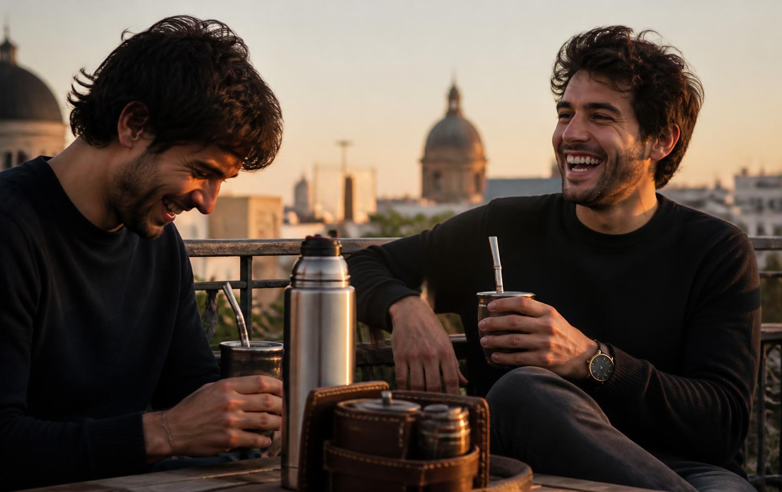 Grupo de amigos compartiendo mate en una ronda al aire libre
